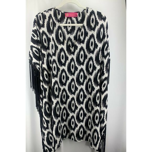 Macbeth Collection Women's Black Fringe Poncho M - Picture 1 of 5